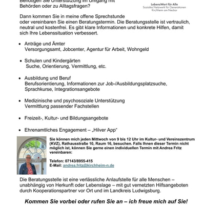 Beratung, Unterst&uuml;tzung & Integration vor Ort 